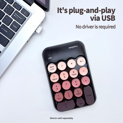 SaharaCase Retro Numeric Keypad Wireless Ergonomic Number Pad, Black/Blush (KB54)