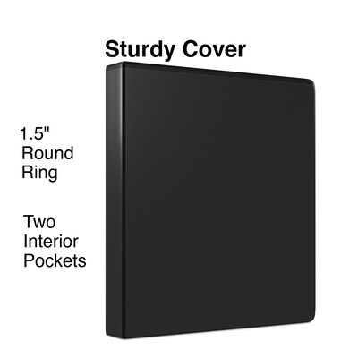 Staples® Economy 1-1/2" 3 Ring View Binder, Black (80080)