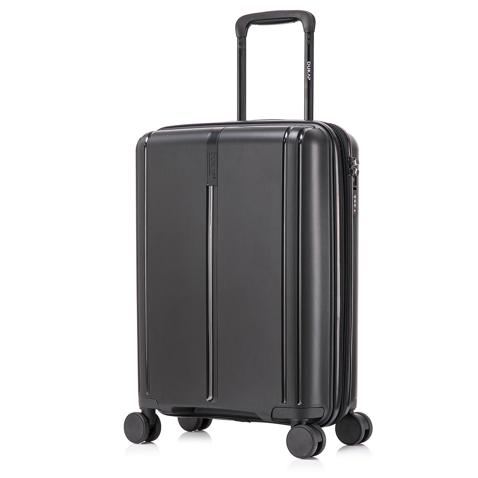 DUKAP Airley 21.85 Hardside Suitcase, 4-Wheeled Spinner, TSA Checkpoint Friendly, Black (DKAIR00S-BLK)