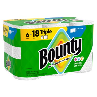 Bounty Select-A-Size Triple Roll Paper Towels, 2-ply, 135 Sheets/Roll, 6 Rolls/Pack (67001/05630)