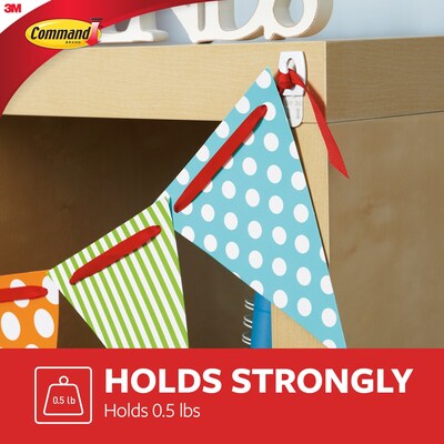 Command Mini Hooks, 0.5 lb., White, 18/Pack (17006-18ES)