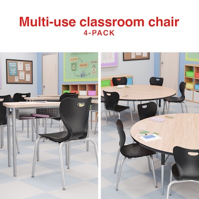 Staples Polypropylene 16" Student Chair, Black, 4/Box (ST63541)