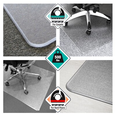 Floortex Cleartex Megamat Carpet & Hard Floor Chair Mat, 35" x 47", Clear Polycarbonate (FCM12895ER)
