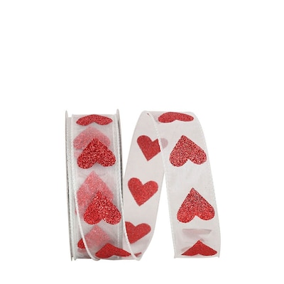 JAM Paper Big Hearts Ribbon, Red/White (52640340639)