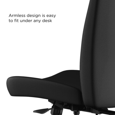 Union & Scale™ Workplace2.0™ Task Chair Upholstered, Armless, Black Vinyl Synchro Tilt (54167)