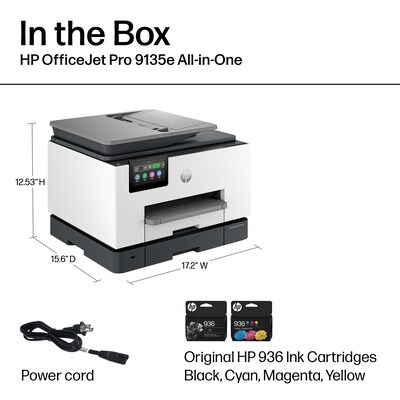 HP OfficeJet Pro 9135e Wireless Color Inkjet Printer, All-In-One, Print, Scan, Copy, Fax (404M0A#B1H)