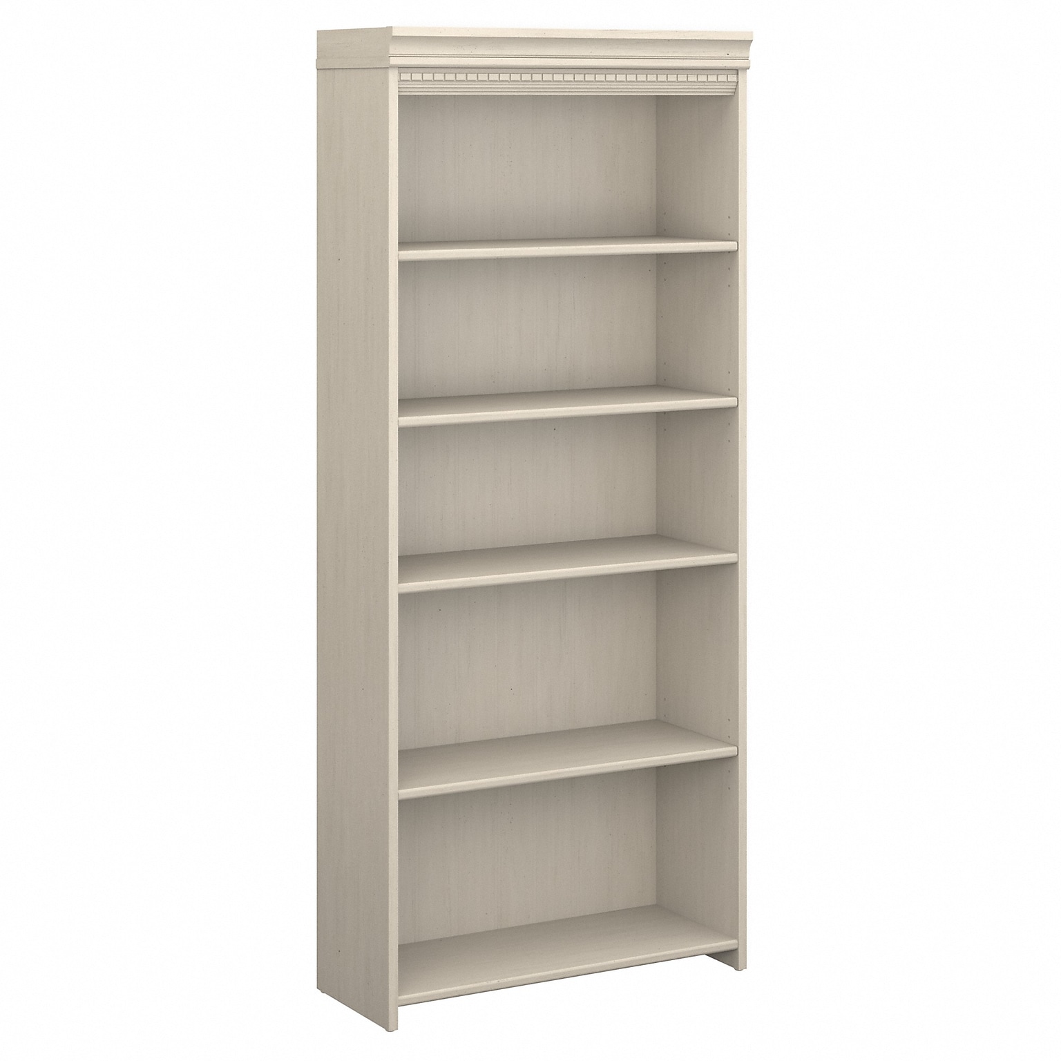 Bush Furniture Fairview Collection 69H 5-Shelf Bookcase with Adjustable Shelves, Antique White Laminated Wood (WC53265-03)