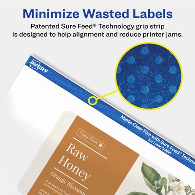 Avery Laser/Inkjet Rectangle Multipurpose Labels, 2-1/2" x 5", Clear, 75/Pack (94246)