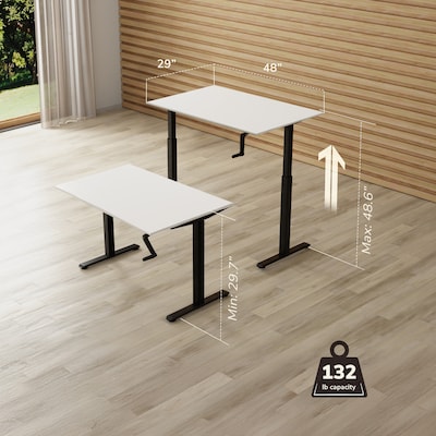 Mount-It! 48"W Manual Adjustable Standing Desk, White/Black (MI-18069)