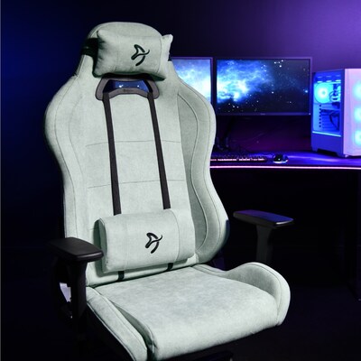 Arozzi Torretta Soft Fabric Ergonomic Racing Gaming Chair, Pearl Green (TORRETTA-SFB-PGN)