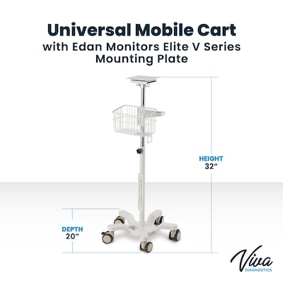 Viva Comfort Edan Elite V-Series Monitor Universal Vital Sign Mobile Stand with Mounting Plate, White (ADIME912-C-MP-07-MK)