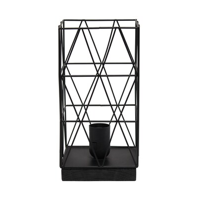 Creekwood Home Geometric Metal Cage 10" LED Table Lamp, Black (CWT-1003-BK)