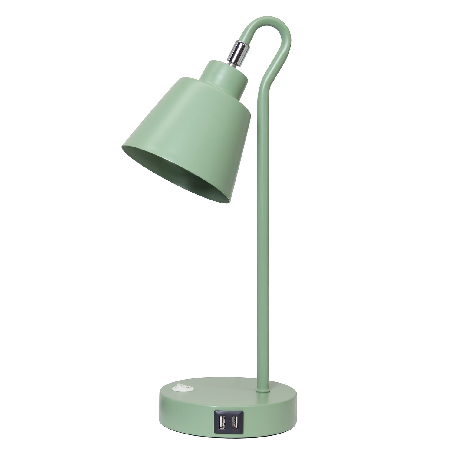 Simple Designs Sleek Essentials LED Desk Lamp, 16, with USB Ports, Sage Green (LD1073-SGE)