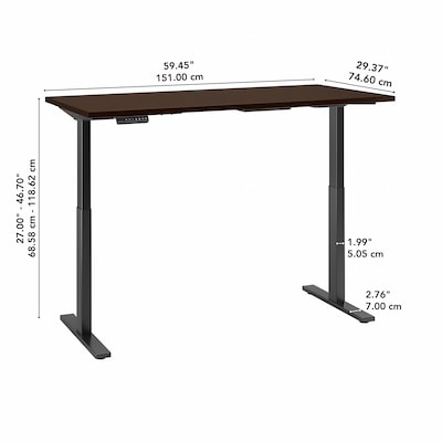 Bush Business Furniture Move 60 Series 60"W Electric Height Adjustable Standing Desk, Mocha Cherry (M6S6030MRBK)