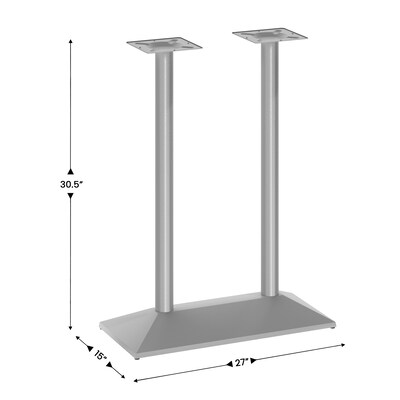Flash Furniture Palis 30.5"H Double Column Table Base, Steel/Cast Iron, Silver (XUDGTB002OUTSLV)