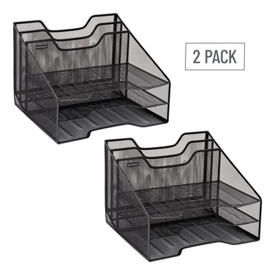 Mind Reader Metal Desk Organizer Letter Tray, Black, 2/Pack (2MESHBOX5-BLK)