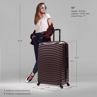 DUKAP Adly 33.27" Hardside Suitcase, 4-Wheeled Spinner, TSA Checkpoint Friendly, Wine (DKADL00XL-WIN)