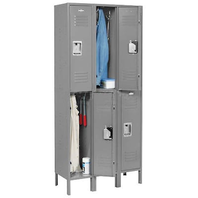Global Industrial Infinity 78"H 2-Tier 3-Column Locker, Gray (968269GY)