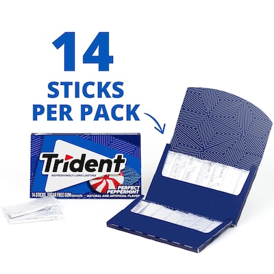 Trident Sugar Free Perfect Peppermint Gum, 14 Pieces/Pack, 12/Pack (209-02517)