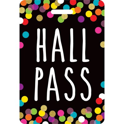 Teacher Created Resources Confetti Hall Pass with Lanyard, 4/Pack, 3 Packs (TCR20319-3)