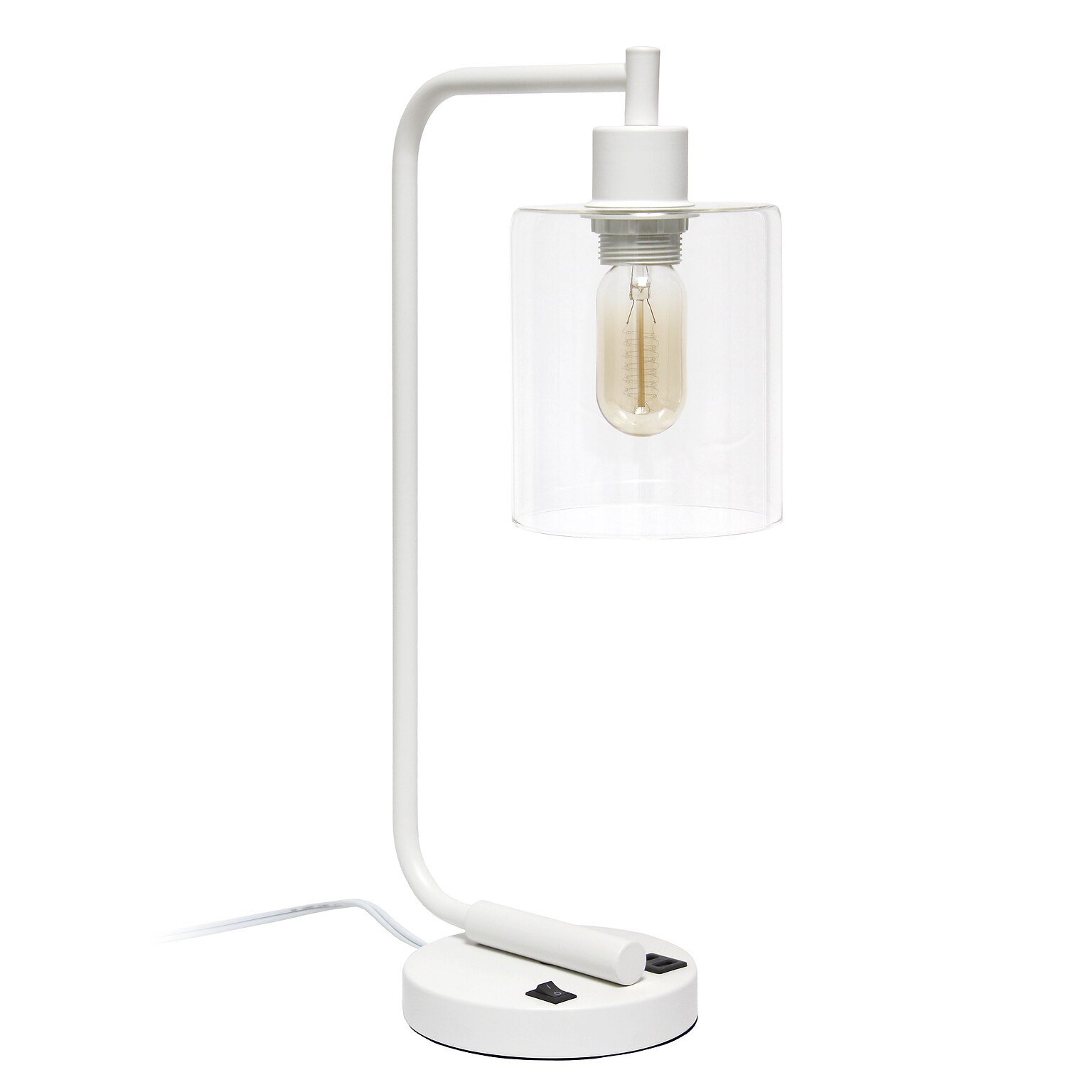 Creekwood Home Vintage Vantage 18.8 Minimalist Industrial Curved Arm Desk Lamp, White (CWD-1016-WH)