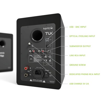 Kanto TUK TUKMB 260W Indoor Shelf Speaker, Matte Black
