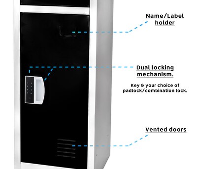 AdirOffice 72"H 3-Tier Black Storage Locker (ADI629-203-BLK-DL)