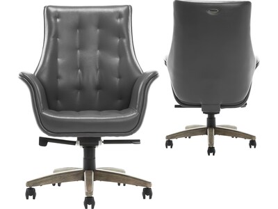 Thomasville Furniture Brooks Ergonomic Bonded Leather Swivel Executive Chair, Gray (51493-GRY)