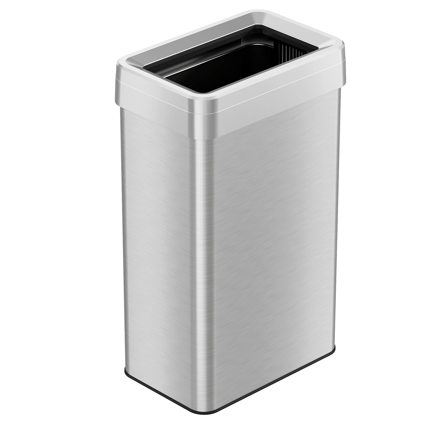 iTouchless 18 Gallon (68 Liter) Rectangular Open Top Kitchen Trash Can, Silver
