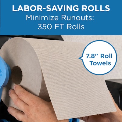 Pacific Blue Basic Recycled Hardwound Paper Towels, 1-Ply, 350 ft./Roll, 12 Rolls/Carton (26401)