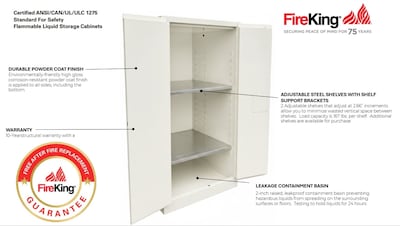 FireKing Flammable Liquids Storage Cabinet, 60 gal, Automatic Close, Platinum (SC60-AC-PL)