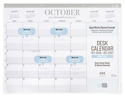 2026-2027 Overland Travelware 17 x 22 Monthly Desk Pad Calendar, White (90715)