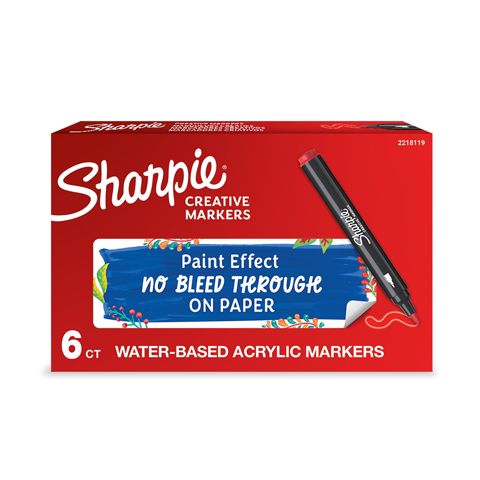 Sharpie Water-Based Creative Markers, Bullet Tip, Red, 6/Pack (2218119)