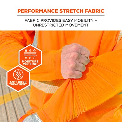 Chill-its 6688 High Visibility Long Sleeve T-Shirt, ANSI Class R2, Orange, Small (12230)
