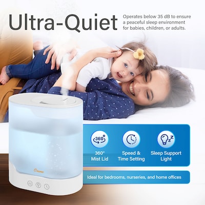 Crane Top Fill Ultrasonic Cool Mist Tower Humidifier 0.7-Gallon, 300 sq. ft., White (EE-5402)
