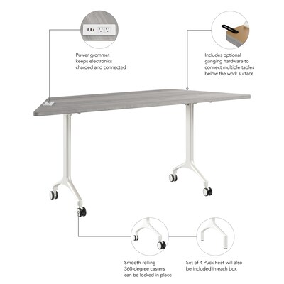 Bush Business Furniture Synergy 72"W Trapezoid Shaped Conference Table, Platinum Gray (SGD172PG)