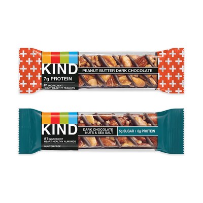 KIND Dark Chocolate Nuts & Sea Salt and Peanut Butter Dark Chocolate Variety Pack, 1.4 oz., 18/Pack (220-02414)