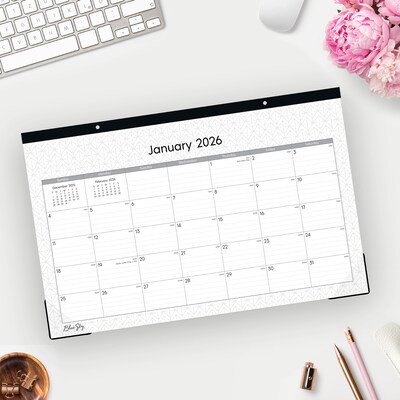 2026 Blue Sky Enterprise 17" x 11" Monthly Desk Calendar, Black/White (111293-26)