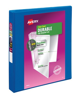 Avery Durable 1 3-Ring View Binders, Slant Ring, Navy Blue (17007/17014)