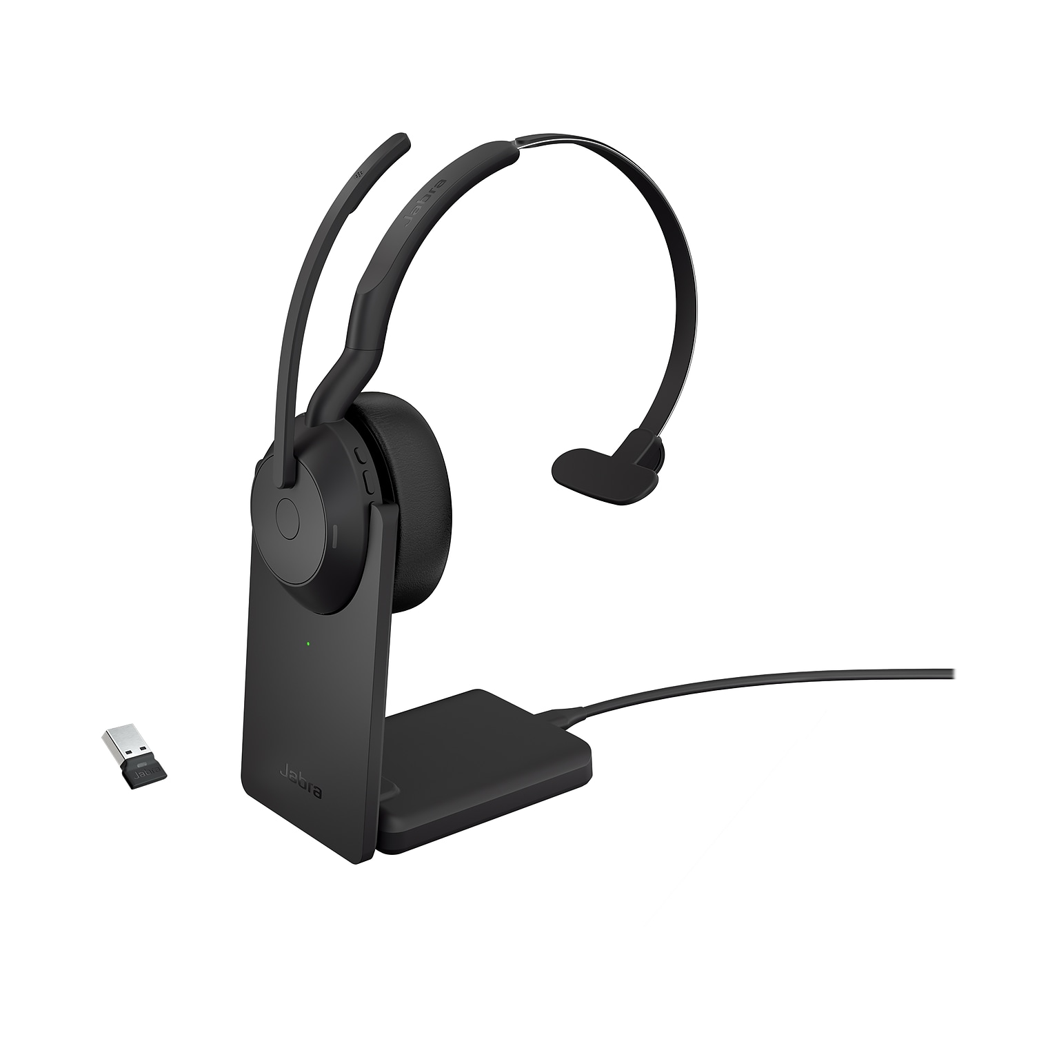 jabra Evolve2 55 Wireless Noise Canceling Bluetooth Mono Phone & Computer Headset, USB-A, UC-Certified, Black (25599-889-989-01)