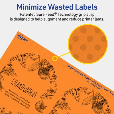 Avery Laser/Inkjet Multipurpose Decorative Edge Labels, 4.75" x 3.5", Bright Orange, 40/Pack (94600)
