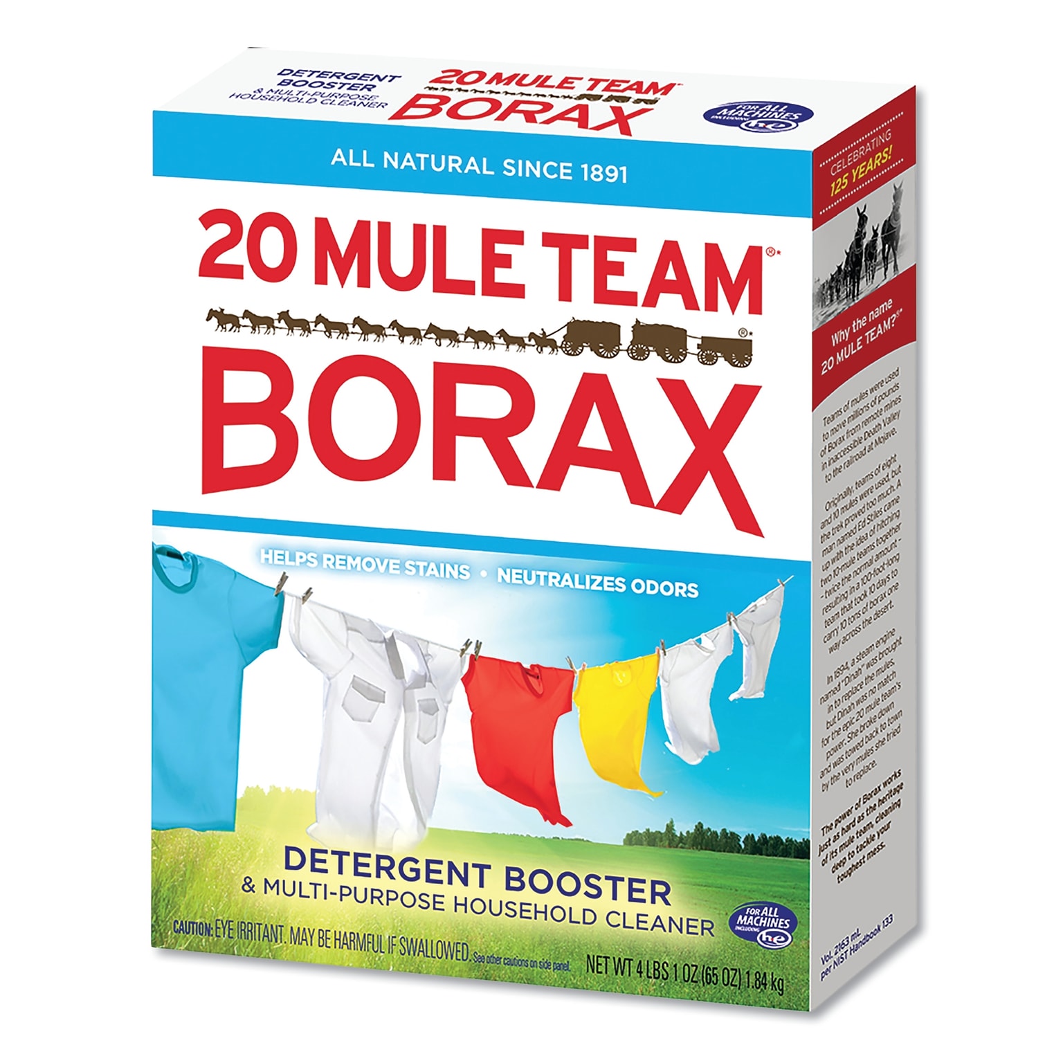 Dial® 20 Mule Team Borax Laundry Stain Remover, Powder, Box, Unscented, 4 lb., 6 Boxes/Carton (DIA00201)