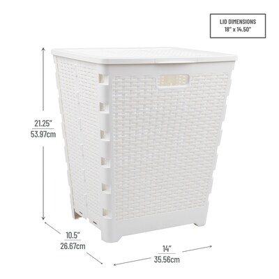 Mind Reader Foldable Plastic Laundry Hamper with Lid, White (FOLHAMP61-WHT)