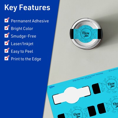 Avery Printable Decorative Edge Multipurpose Labels, 1.5 x 3.5, Bright Blue, 800/Box (94122)