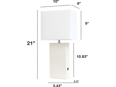 Lalia Home Lexington Table Lamp, White Faux Leather (LHT-3012-WH)