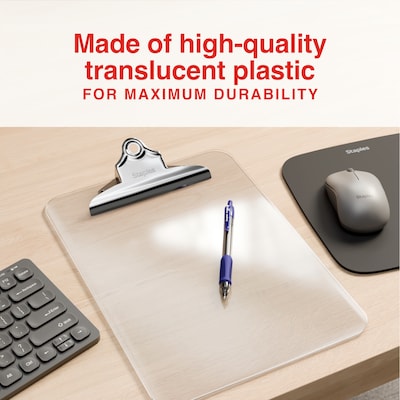 Staples Plastic Clipboard, Letter Size, Clear – Lightweight Transparent Clipboard