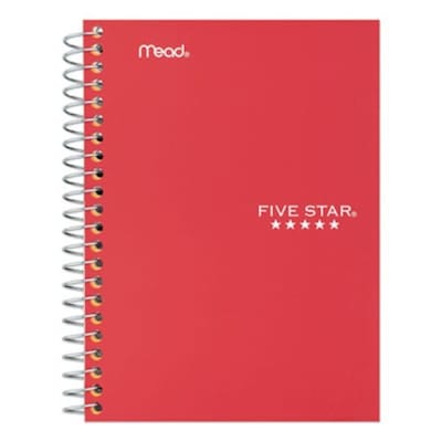Lot of 4 Five Star Spiral Notebook 1 Subject College Ruled Paper Red Black  Green