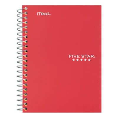 Lot of 4 Five Star Spiral Notebook 1 Subject College Ruled Paper Red Black  Green