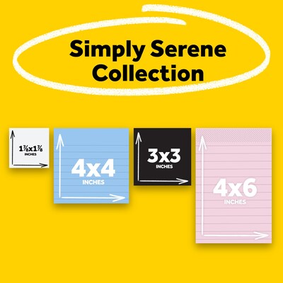 Post-it Super Sticky Notes Combo Pack, Simply Serene Collection, 45 Sheet/Pad, 4 Pads/Pack (4622-SSNE)