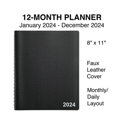 2024 Staples 8 x 11 Daily Appointment Book, Black (ST58453-24)